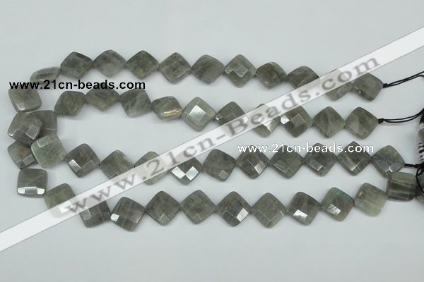 CLB182 15.5 inches 14*14mm faceted diamond labradorite beads