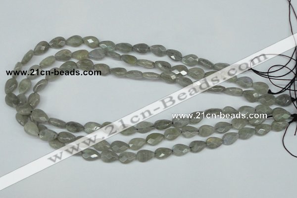 CLB183 15.5 inches 8*12mm faceted flat teardrop labradorite beads