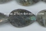 CLB186 15.5 inches 20*30mm faceted flat teardrop labradorite beads