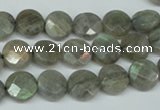 CLB190 15.5 inches 10mm faceted coin labradorite gemstone beads