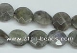 CLB191 15.5 inches 14mm faceted coin labradorite gemstone beads