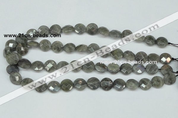 CLB191 15.5 inches 14mm faceted coin labradorite gemstone beads