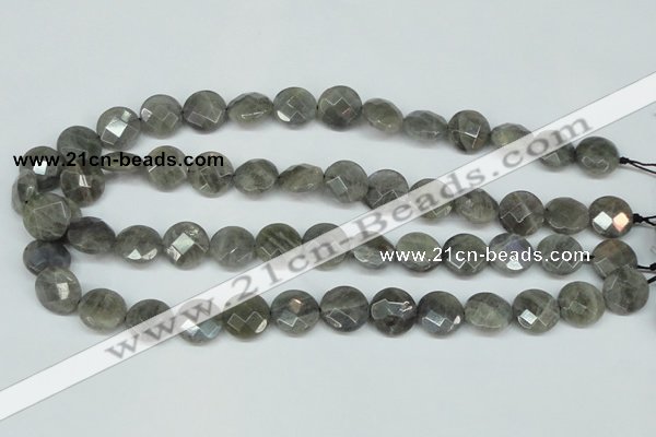 CLB192 15.5 inches 16mm faceted coin labradorite gemstone beads