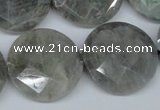 CLB194 15.5 inches 25mm faceted coin labradorite gemstone beads