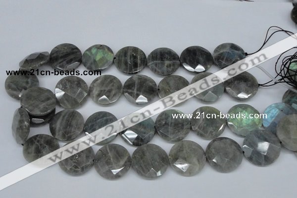 CLB194 15.5 inches 25mm faceted coin labradorite gemstone beads