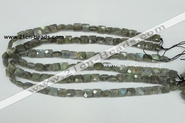 CLB199 15.5 inches 10*10mm faceted square labradorite beads