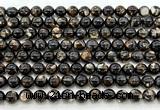 CLB2002 15 inches 8mm round black lepidolite gemstone beads