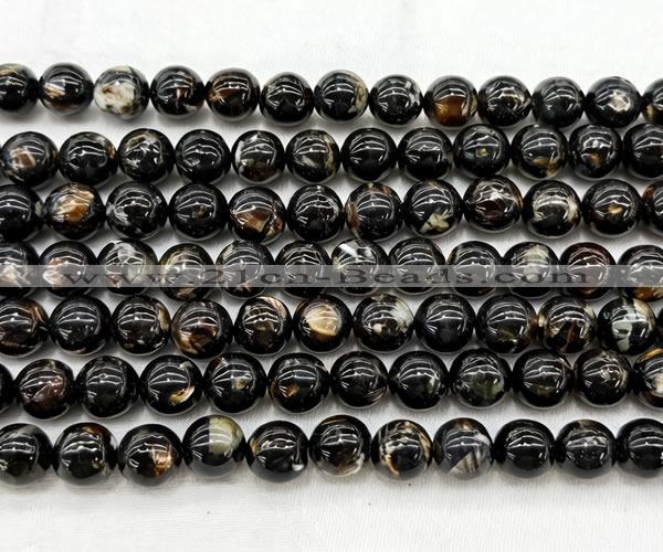 CLB2003 15 inches 10mm round black lepidolite gemstone beads
