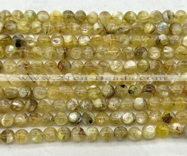 CLB2010 15 inches 6mm round yellow lepidolite gemstone beads