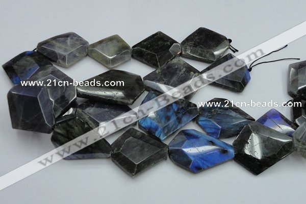 CLB219 15.5 inches 30*35mm - 40*45mm faceted freeform labradorite beads