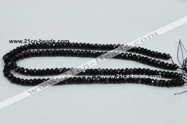 CLB303 15.5 inches 5*8mm faceted rondelle black labradorite beads