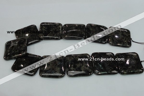 CLB308 15.5 inches 35*35mm square black labradorite gemstone beads