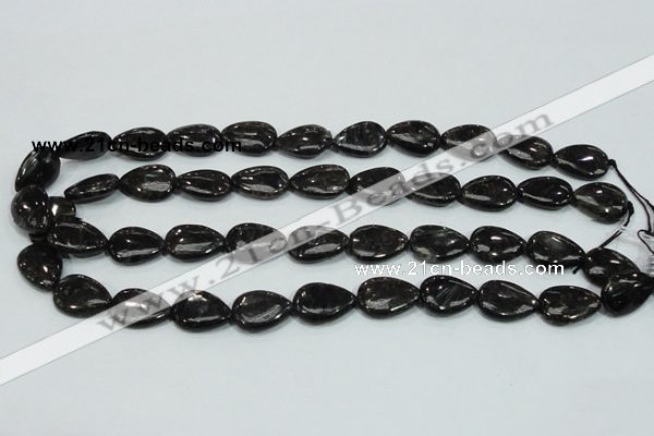 CLB316 15.5 inches 13*18mm flat teardrop black labradorite beads