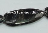 CLB317 15.5 inches 18*42mm flat teardrop black labradorite beads