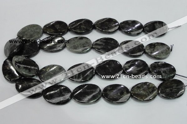 CLB318 15.5 inches 22*30mm twisted oval black labradorite beads