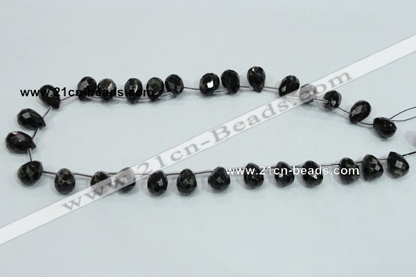 CLB319 10*14mm top-drilled faceted teardrop black labradorite beads