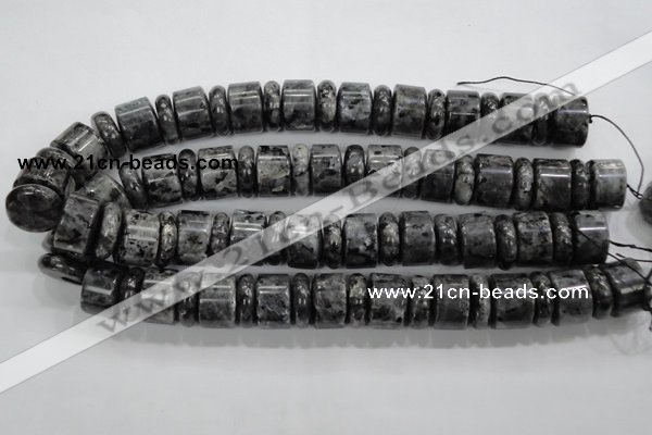 CLB320 15.5 inches 6*18mm & 12*18mm rondelle black labradorite beads