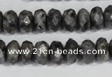 CLB322 15.5 inches 6*12mm faceted rondelle black labradorite beads