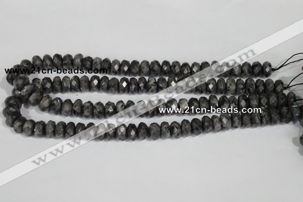 CLB322 15.5 inches 6*12mm faceted rondelle black labradorite beads