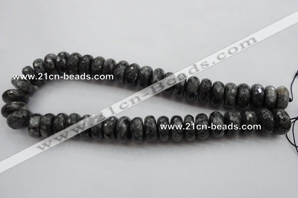 CLB332 15.5 inches 10*18mm faceted rondelle black labradorite beads