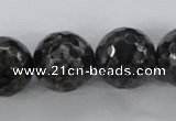 CLB366 15.5 inches 18mm faceted round black labradorite beads wholesale