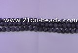 CLB370 15.5 inches 4mm round matte black labradorite beads