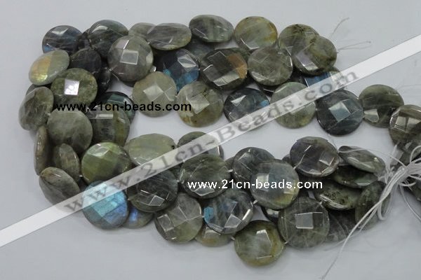 CLB39 15.5 inches 25mm faceted flat round labradorite gemstone beads