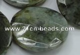 CLB40 15.5 inches 40mm faceted flat round labradorite gemstone beads