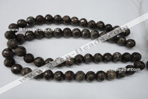 CLB405 15.5 inches 14mm faceted round grey labradorite beads