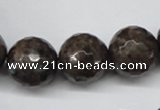 CLB407 15.5 inches 18mm faceted round grey labradorite beads