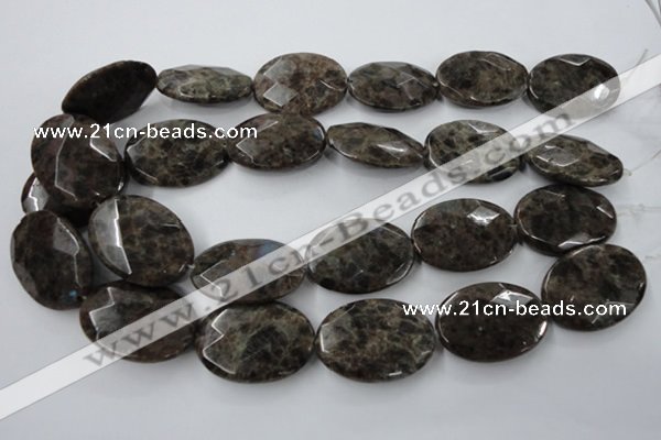 CLB417 15.5 inches 25*35mm faceted oval grey labradorite beads