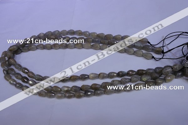 CLB501 15.5 inches 6*10mm faceted teardrop labradorite beads