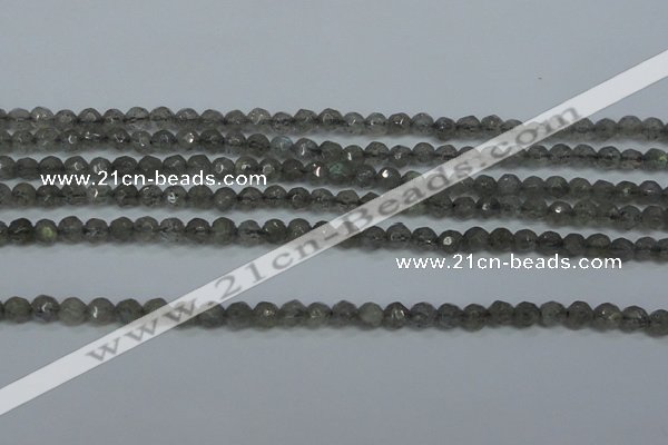 CLB510 15.5 inches 4mm faceted round labradorite gemstone beads