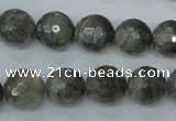 CLB515 15.5 inches 14mm faceted round labradorite gemstone beads