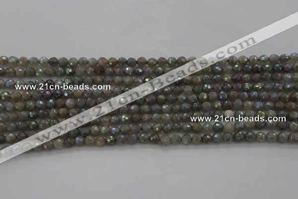 CLB610 15.5 inches 4mm faceted round AB-color labradorite beads