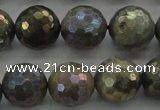 CLB615 15.5 inches 14mm faceted round AB-color labradorite beads