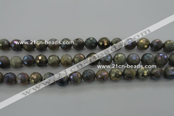 CLB615 15.5 inches 14mm faceted round AB-color labradorite beads