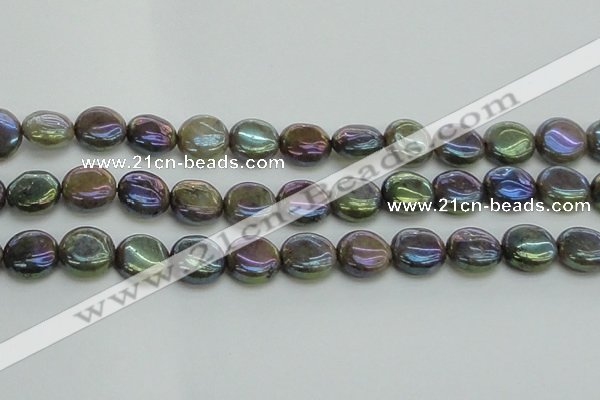 CLB636 15.5 inches 12mm flat round AB-color labradorite beads