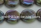 CLB637 15.5 inches 14mm flat round AB-color labradorite beads