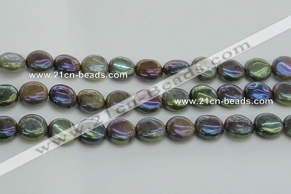 CLB637 15.5 inches 14mm flat round AB-color labradorite beads