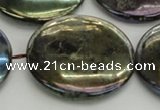 CLB645 15.5 inches 45mm flat round AB-color labradorite beads