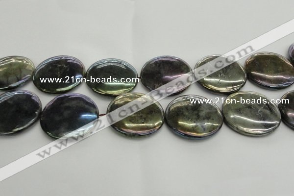 CLB645 15.5 inches 45mm flat round AB-color labradorite beads