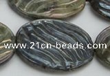 CLB671 15.5 inches 30*40mm carved oval AB-color labradorite beads