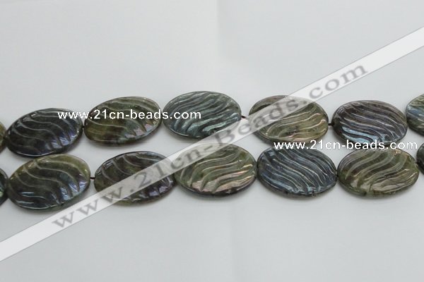CLB671 15.5 inches 30*40mm carved oval AB-color labradorite beads