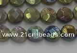 CLB676 15.5 inches 8mm faceted coin AB-color labradorite beads