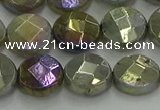 CLB678 15.5 inches 12mm faceted coin AB-color labradorite beads