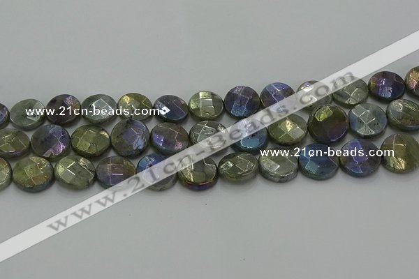 CLB679 15.5 inches 15mm faceted coin AB-color labradorite beads