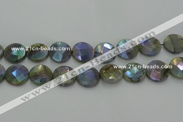 CLB681 15.5 inches 20mm faceted coin AB-color labradorite beads