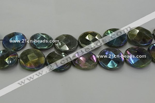 CLB683 15.5 inches 30mm faceted coin AB-color labradorite beads