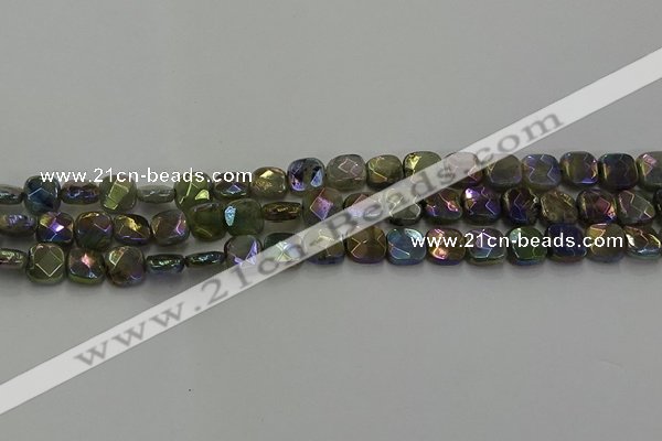 CLB685 15.5 inches 8mm faceted square AB-color labradorite beads